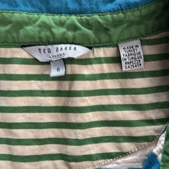 Ted Baker Extra Large White Blue Stripe Short Sleeve Polo - Picture 3 of 7